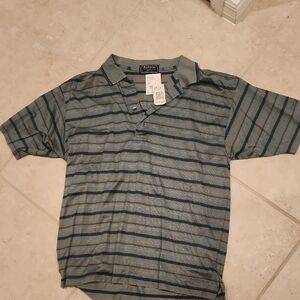 Burberry Blue and Gray Striped Polo Adult Size Large